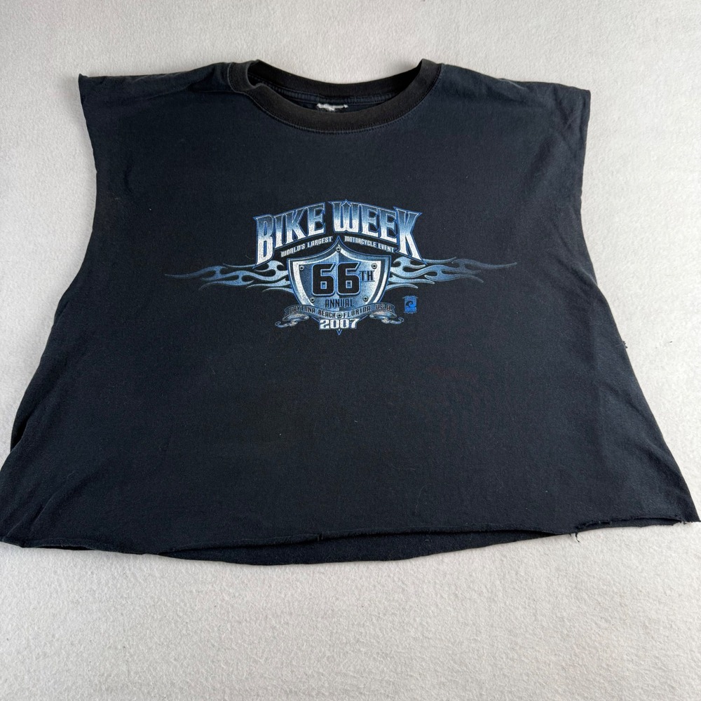 Men's Vintage 2007 Daytona Bike Week 66th Annual Cropped Muscle Tank Black XL